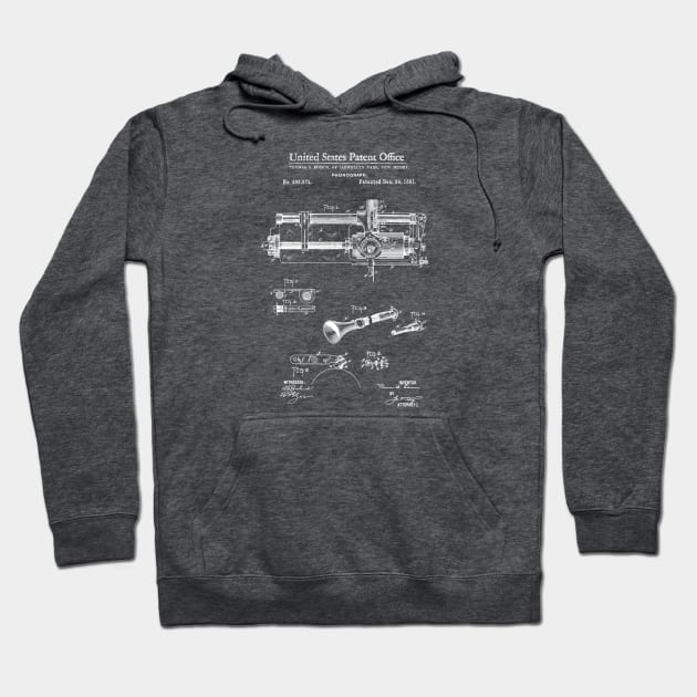 Edison Phonograph Patent 1891 Hoodie by Joodls